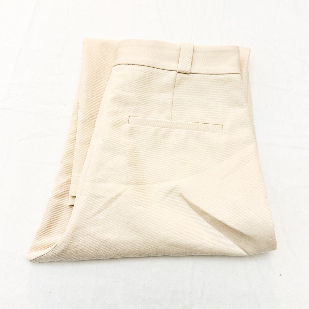& Other Stories Wide Leg Pleated Cream Dress Pants Zip Fly Size 10